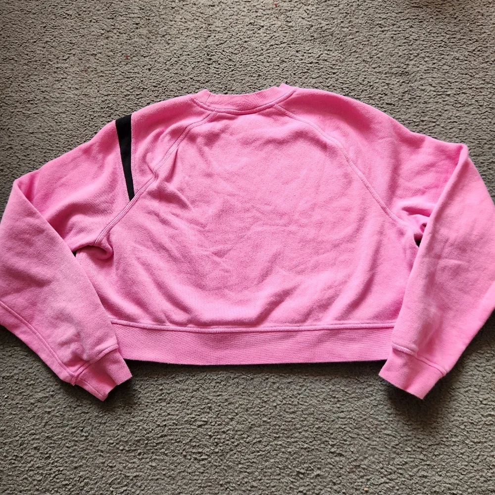 NIKE Women's Cropped Sweatshirt Medium Pink Swoosh Y2K Cotton Poly - Picture 4 of 8